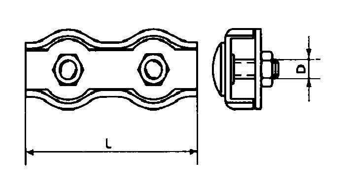 V-Nerezová lanová svorka DUPLEX 3 mm MI